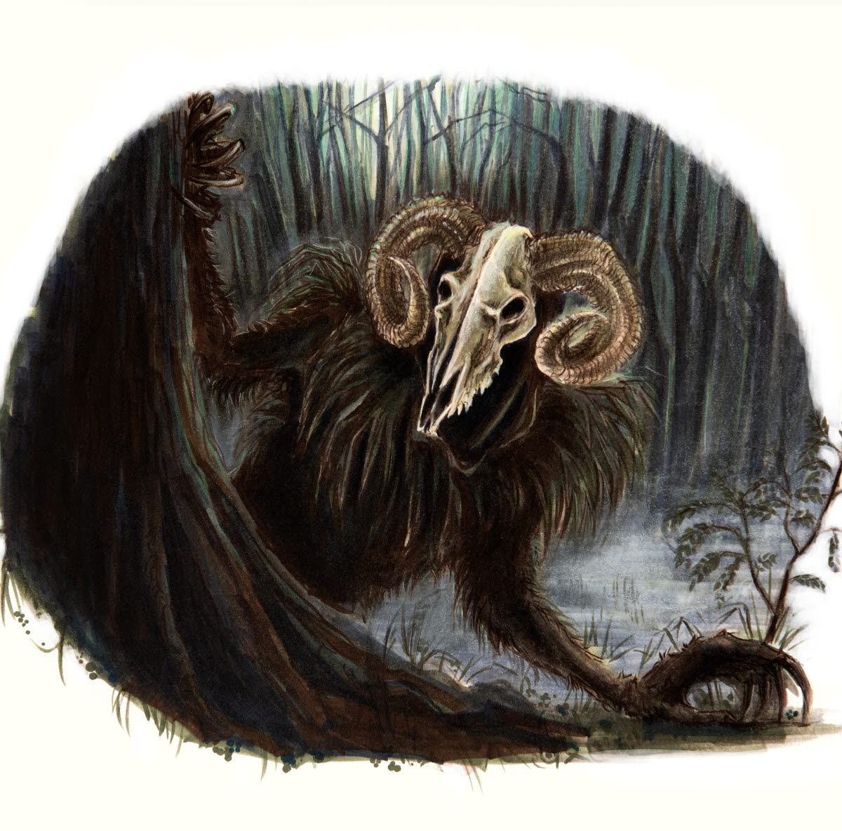 Getmannen. Illustration av Ann-Sofie Mattson ur boken Det förtrollade Östergötland.