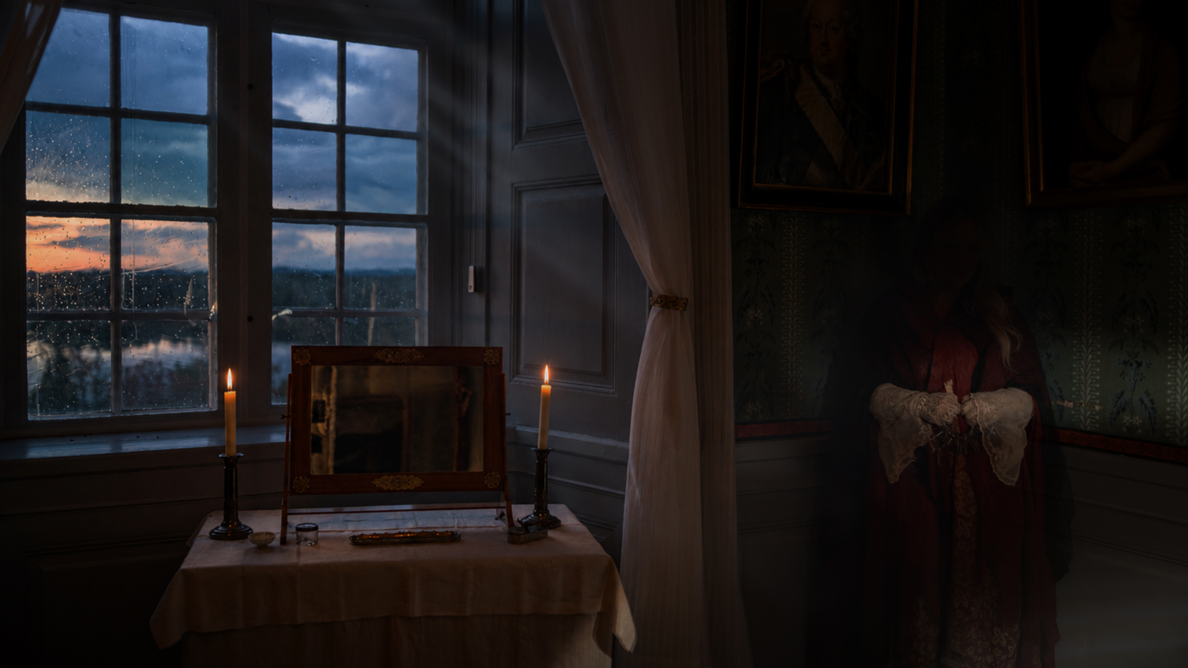 Konceptbild för spökvisning för vuxen (från 15 år) på Löfstad slott.