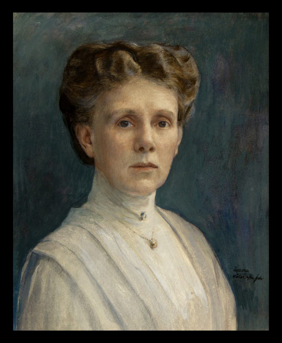 Gouache målad av David Tägtström (1894-1927) föreställande Emilie Piper, efter foto. Daterad till 1920-talet (fotot taget 1910).