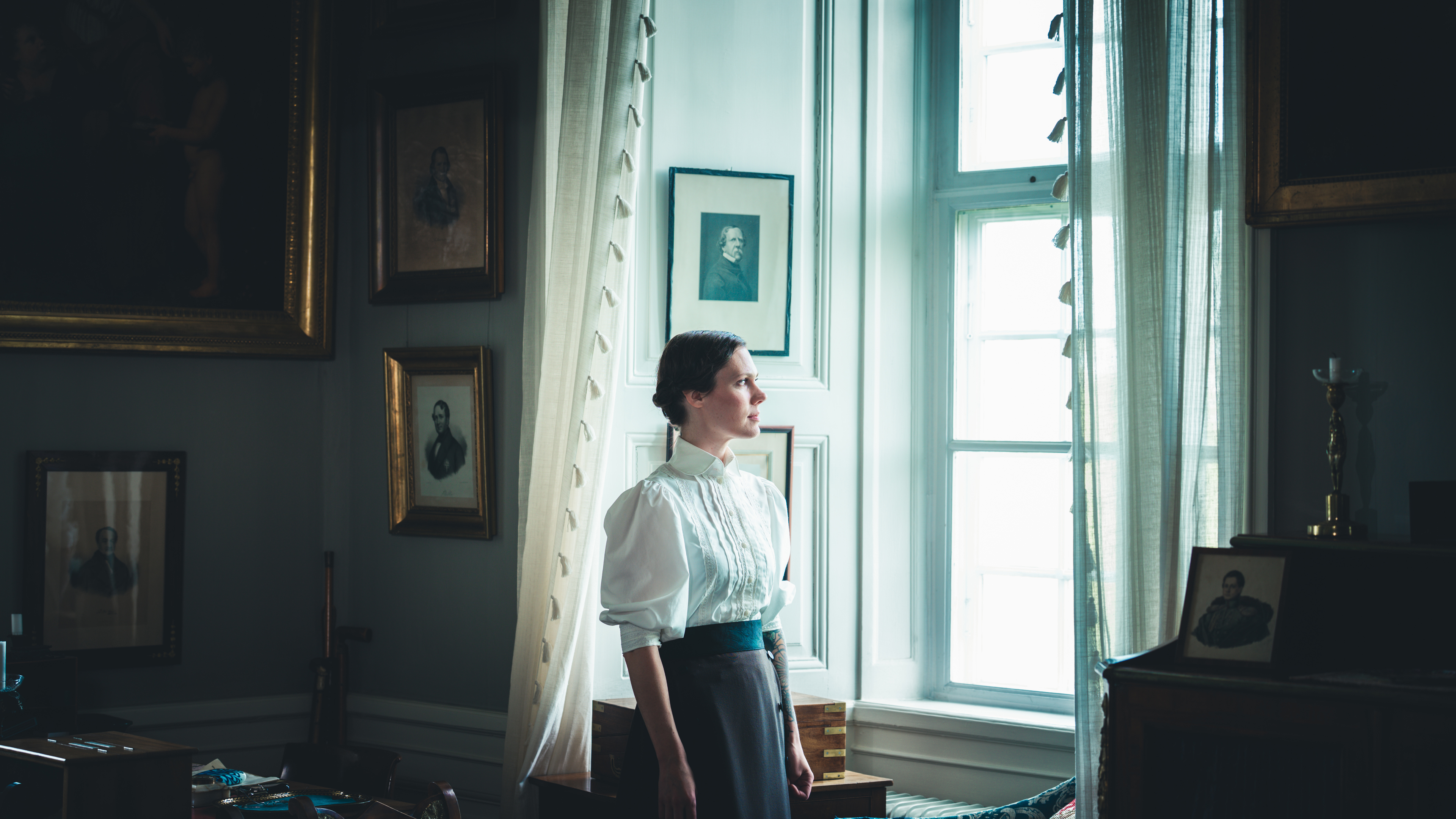 Paradvåningens arbetsrum på Löfstad slott.